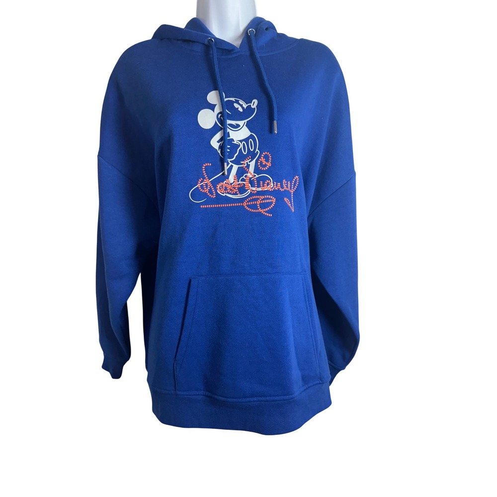 Disney 100 Primark Mickey Mouse Royal Blue Graphic Hoodie Sweatshirt Medium NWT